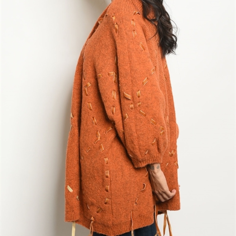 KNIT CARDIGAN WITH RIBBON DETAIL - Picture 2 of 3